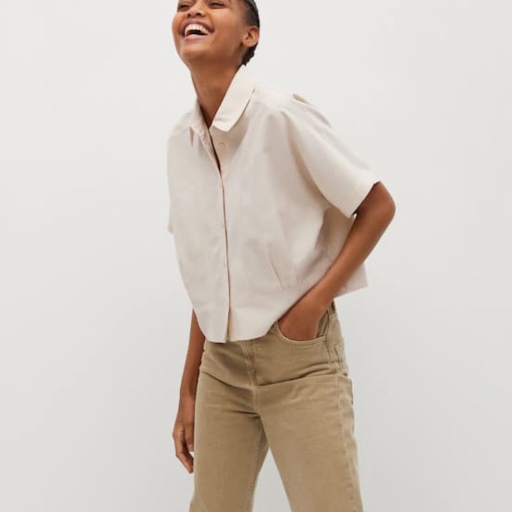 Mango cropped pleated shirt